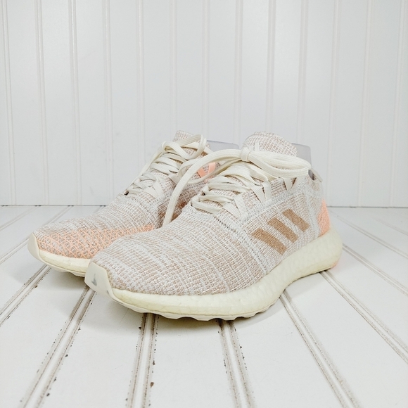 adidas Pureboost Go Gray Orange Athleisure Running Sneakers A66 - Picture 2 of 12